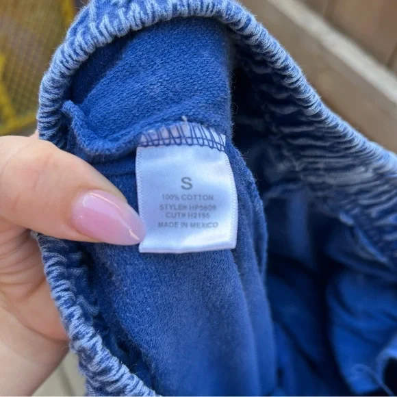 J Her wide leg blue mineral washed cargo sweat lounge cotton pants small medium - Picture 4 of 5